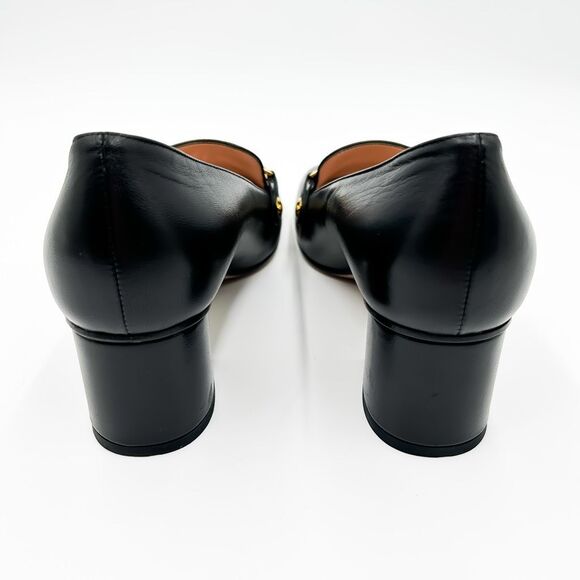Gucci Heels Sylvie Pumps Black Loafers 55 Block Web Heel Chain 39.5, US 9.5 - Picture 5 of 14